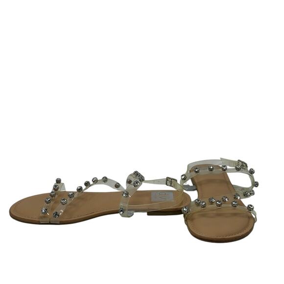 Dolce Vita Gilden Clear Rhinestone Silver Tone Flat Sandals Size 8 - Picture 10 of 11